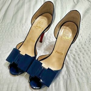 Navy Blue Christian Louboutin Bow Heels